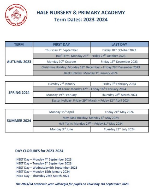 Term dates 2023 24