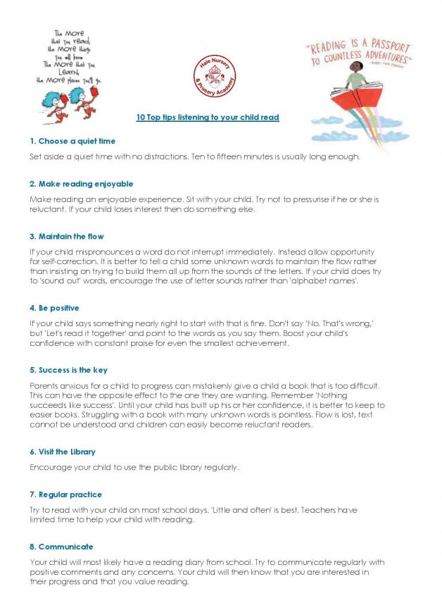 10 Top tips listening to your child read page 2