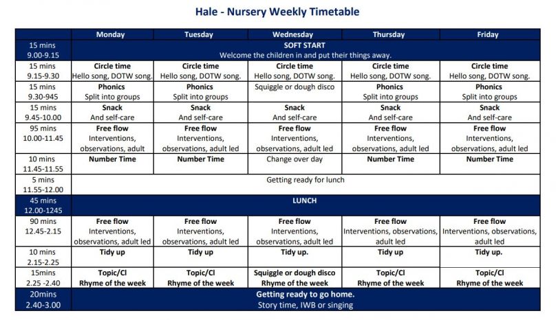 Nursery Timetable2